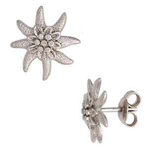 Ohrstecker Edelwei� 925 Sterling Silber rhodiniert teilmattiert