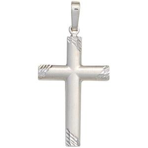 Anh�nger Kreuz 925 Sterling Silber rhodiniert teilmattiert, 27,4 mm
