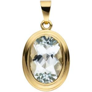 Anh�nger oval 585 Gold Gelbgold 1 Aquamarin hellblau Goldanh�nger