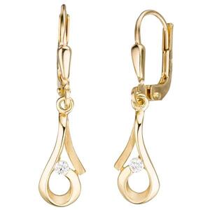 Boutons 333 Gold Gelbgold teilmattiert 2 Zirkonia Ohrringe Ohrh�nger
