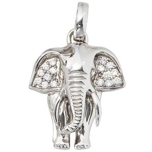 Anh�nger Elefant 925 Sterling Silber rhodiniert mit Zirkonia