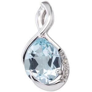 Anhnger 585 Gold Weigold 5 Diamanten Brillanten 1 Blautopas blau