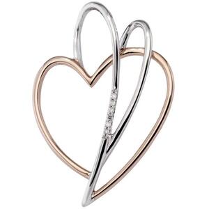 Anh�nger Herz 585 Rotgold bicolor Diamanten Brillanten Herz-Anh�nger