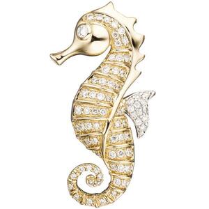 Anh�nger Seepferdchen 585 Gelbgold 73 Diamanten Brillanten