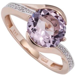 Damen Ring 585 Rotgold 16 Diamanten Brillanten 1 Amethyst lila violett (Gr��e: 54)