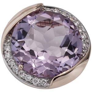 Anh�nger rund 585 Rotgold 16 Diamanten Brillanten 1 Amethyst lila