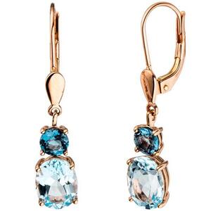 Boutons 585 Gold Rotgold 2 Blautopase hellblau blau Ohrringe Ohrhnger