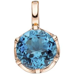 Anh�nger rund 585 Rotgold 1 Blautopas London blau Gold-Anh�nger
