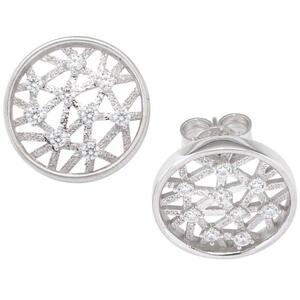 Ohrstecker rund 333 Gold Wei�gold 18 Zirkonia Ohrringe Wei�goldohrstecker