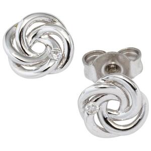 Ohrstecker verschlungen 585 Gold Wei�gold 2 Diamanten Brillanten Ohrringe