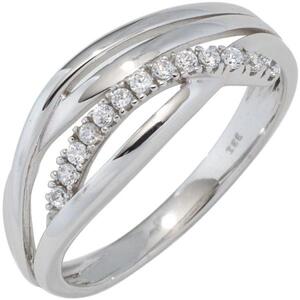 Damen Ring, 333 Gold Wei�gold mit Zirkonia, Wei�goldring (Gr��e: 60)