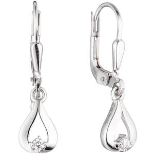 Ohrh�nger Tropfen 333 Gold Wei�gold 2 Zirkonia Boutons Wei�goldohrringe