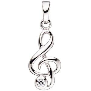Kinder Anh�nger Notenschl�ssel Musik 925 Silber 1 Zirkonia