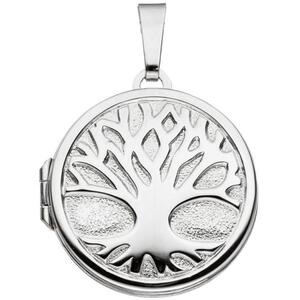 Medaillon rund Baum 925 Sterling Silber rhodiniert zum �ffnen f�r 2 Fotos