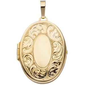 Medaillon oval fr 2 Fotos 925 Silber gold vergoldet Anhnger zum ffnen