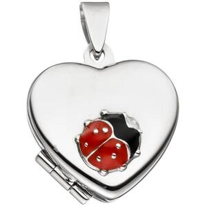 Kinder Medaillon Herz mit Marienk�fer 925 Sterling Silber zum �ffnen