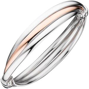 Armreif Armband oval 925 Sterling Silber bicolor vergoldet 12,3 mm breit
