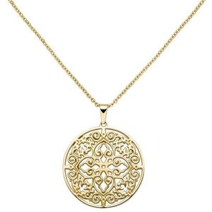 Collier Kette mit Anhnger rund Edelstahl gold farben beschichtet 46 cm