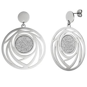 Ohrh�nger rund aus Edelstahl mit Glitzer-Effekt Ohrringe Ohrstecker