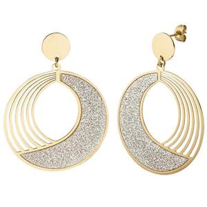 Ohrh�nger rund aus Edelstahl gold farben beschichtet mit Glitzer-Effekt Ohrringe