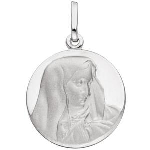 Anhnger Madonna 925 Sterling Silber rund mattiert Silberanhnger