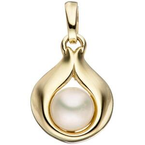Anh�nger Tropfen 333 Gold Gelbgold 1 S��wasser Perle Goldanh�nger