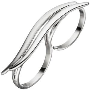Damen Ring Zweifingerring 925 Sterling Silber matt mattiert 2 Finger (Gr��e: 60)