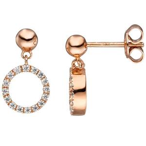 Ohrh�nger 925 Sterling Silber rotgold vergoldet mit Zirkonia Ohrringe