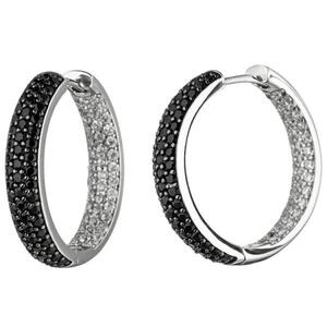Creolen 925 Sterling Silber mit Zirkonia schwarz und wei� Ohrringe