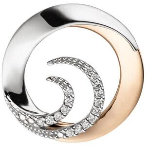 Anh�nger rund 585 Wei�gold Rotgold 16 Diamanten Brillanten 0,08 ct.