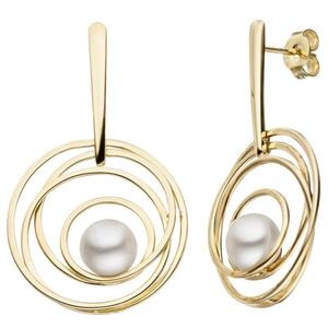 Ohrh�nger 585 Gelbgold 2 S��wasser Perlen Ohrringe Perlenohrringe