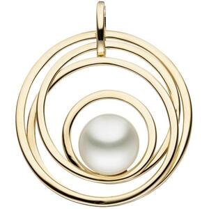 Anh�nger rund 585 Gold Gelbgold 1 S��wasser Perle Perlen Anh�nger