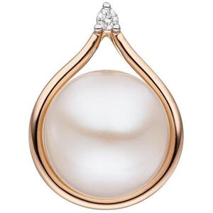 Anh�nger 585 Gold Rotgold 1 S��wasser Perle 1 Diamant Brillant