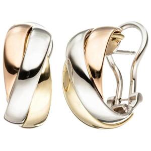 Creolen 585 Gelbgold Wei�gold Rotgold tricolor dreifarbig Ohrringe