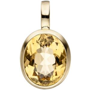 Anh�nger oval 585 Gold Gelbgold 1 Citrin gelb Gold Anh�nger