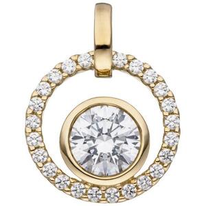 Anh�nger rund 333 Gold Gelbgold 25 Zirkonia Gold Anh�nger