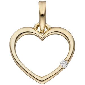 Anh�nger Herz 333 Gold Gelbgold 1 Diamant Brillant HerzAnh�nger