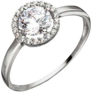Damen Ring 333 Gold, Wei�gold 21 Zirkonia Wei�goldring (Gr��e: 56)