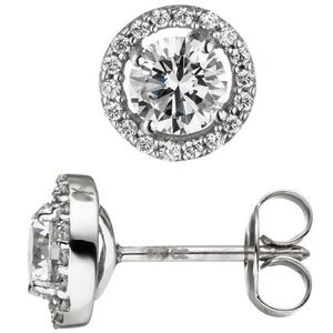 Ohrstecker 333 Gold Wei�gold 38 Zirkonia Ohrringe Wei�goldohrringe