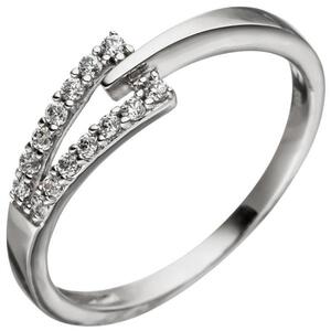 Damen Ring 333 Gold Wei�gold 14 Zirkonia Wei�goldring (Gr��e: 52)
