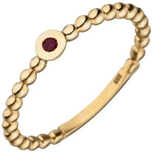 Damen Ring Kugel 333 Gelbgold 1 Rubin rot Kugelring Rubinring (Gre: 52)