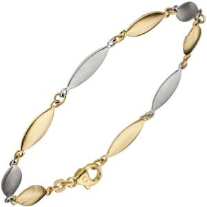 Armband 585 Gold Gelbgold Weigold bicolor matt 19,5 cm