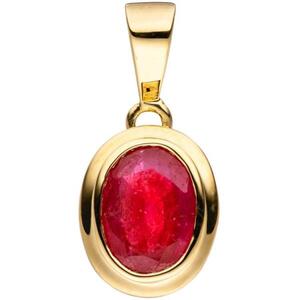 Anh�nger oval 585 Gold Gelbgold 1 Rubin rot Rubinanh�nger