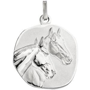 Anhänger Pferde Pferdeköpfe 925 Sterling Silber matt mattiert