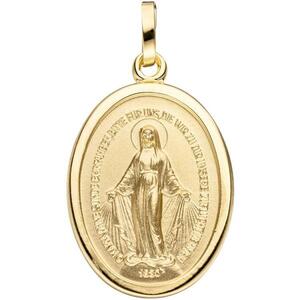 Anh�nger Milagrosa oval 333 Gold Gelbgold matt mattiert