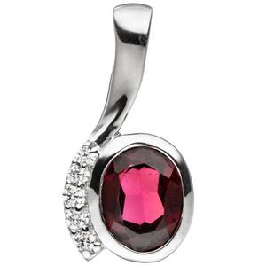 Anh�nger 925 Sterling Silber mit Zirkonia 1 Granat rot Silber Anh�nger