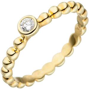 Damen Ring Kugel 925 Sterling Silber gold 1 Zirkonia Kugelring (Gr��e: 54)