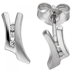 Ohrstecker 585 Gold Wei�gold teil matt 6 Diamanten Brillanten