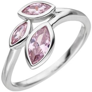 Damen Ring 925 Sterling Silber 3 Zirkonia rosa (Gr��e: 56)