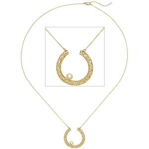 Collier Halskette 750 Gold Gelbgold 1 Diamant Brillant 45 cm Goldkette
